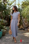 Vaeda Ribbed Tie Dress in Slate Blue - FINAL SALE
