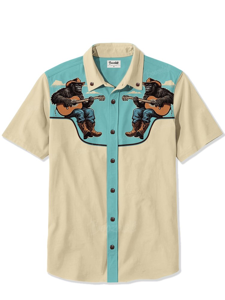 Bigfoot Cowboy Playing Guitar - 100% Cotton Shirt