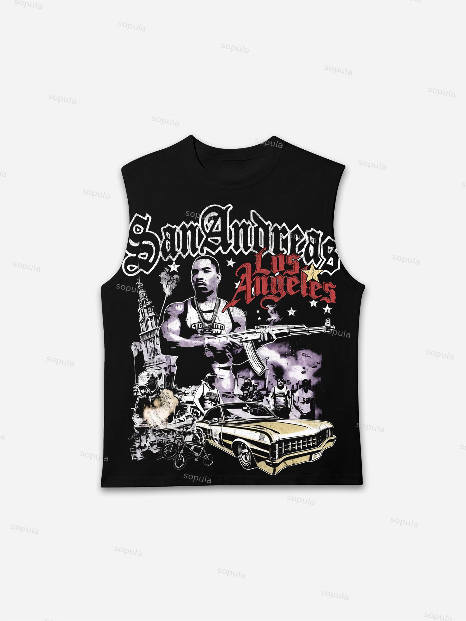 Men's Vintage GTA Graphic Tank Top Sleeveless Shirts