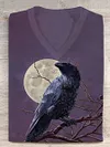 Unisex Crow Illustration Casual Short Sleeve T-Shirt