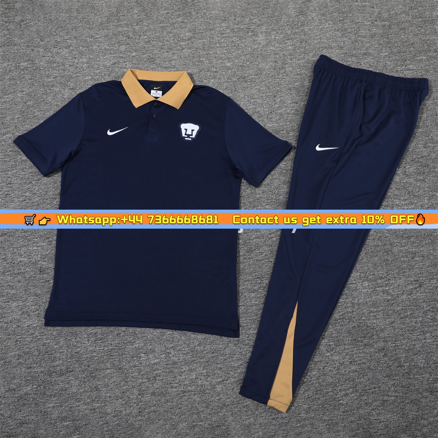 Pumas UNAM 25-26 POLO Short-Sleeve Training Set - Deep Blue Top and Pants