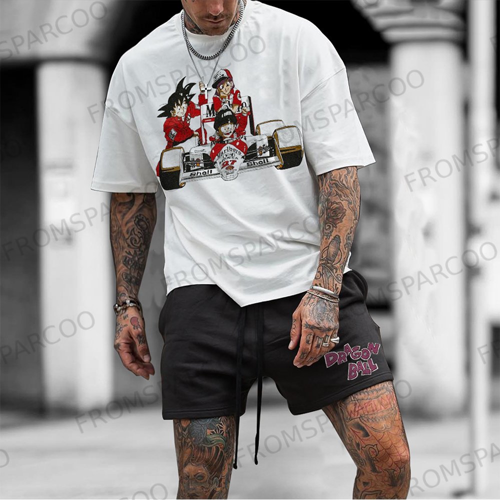 Casual Cartoon Racing Printed Tee