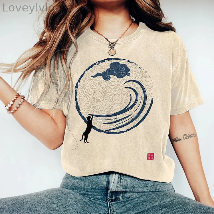 Japanese Cat Art Vintage T Shirt