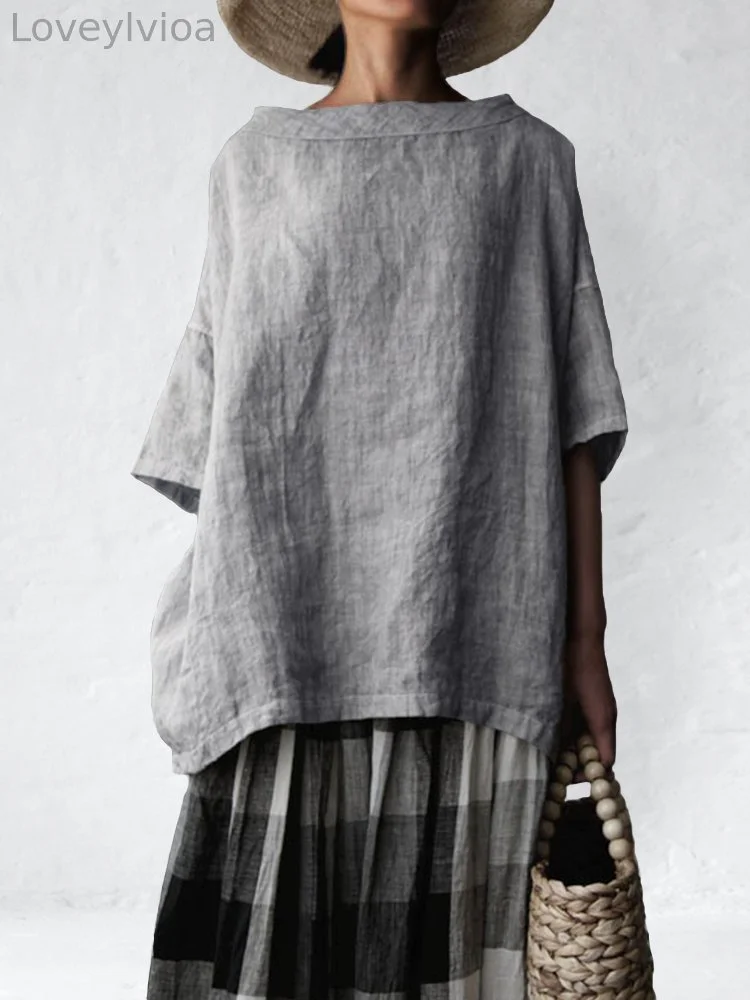 Vintage Oversize Solid Linen Tunic
