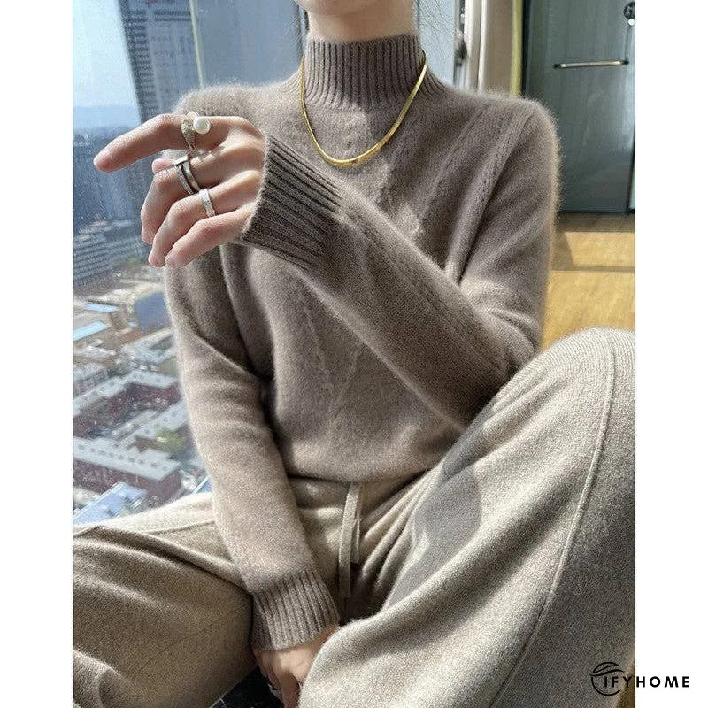 Thick High Neck Jacquard Sweater | IFYHOME