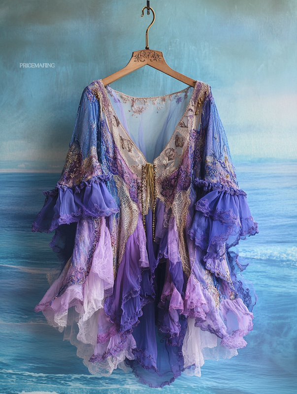 Summer Vacation Ruffle Lace Contrast Color Top e459