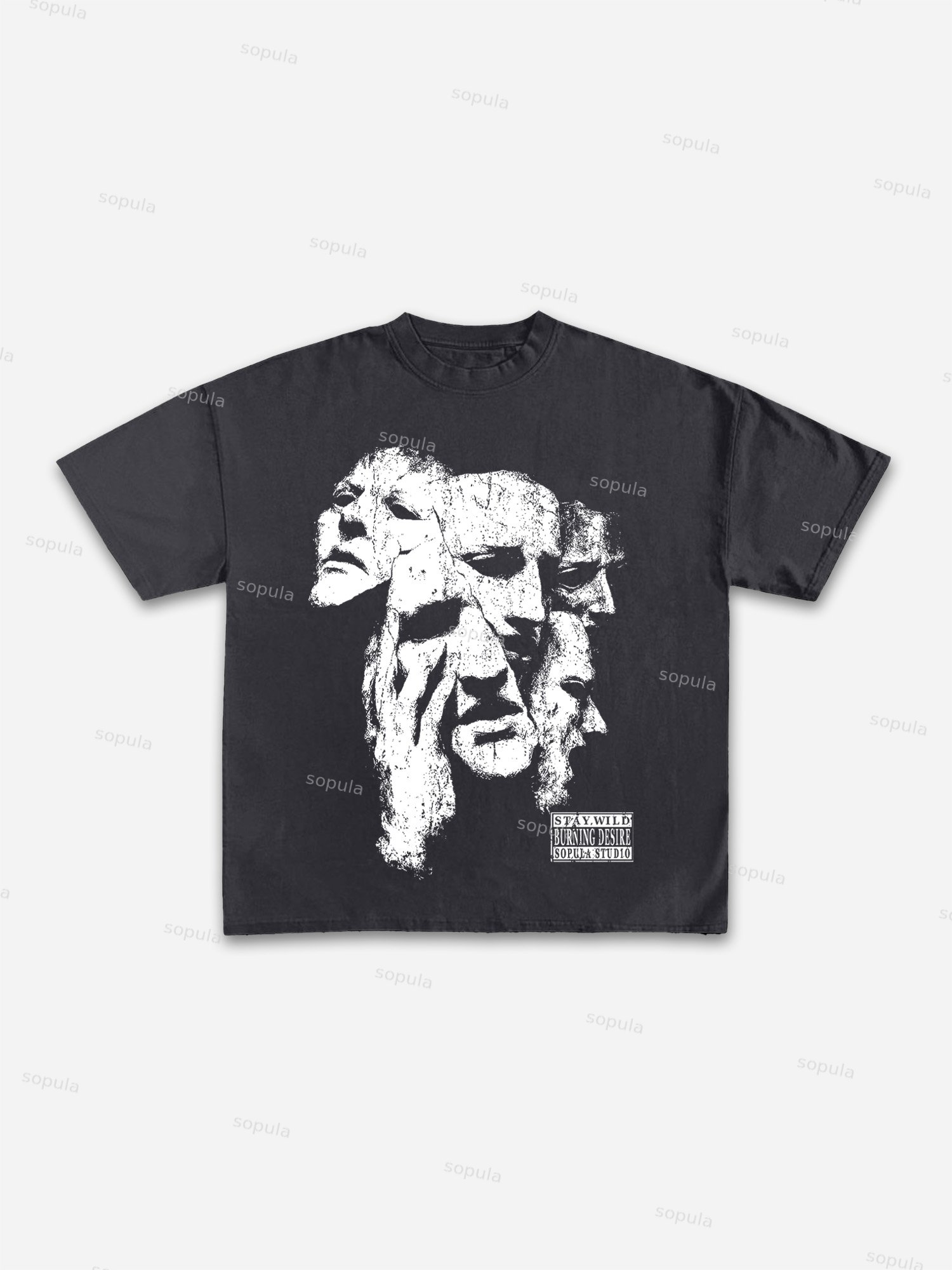 Sopula Abstract Mask Graphic Print Cotton T-shirt