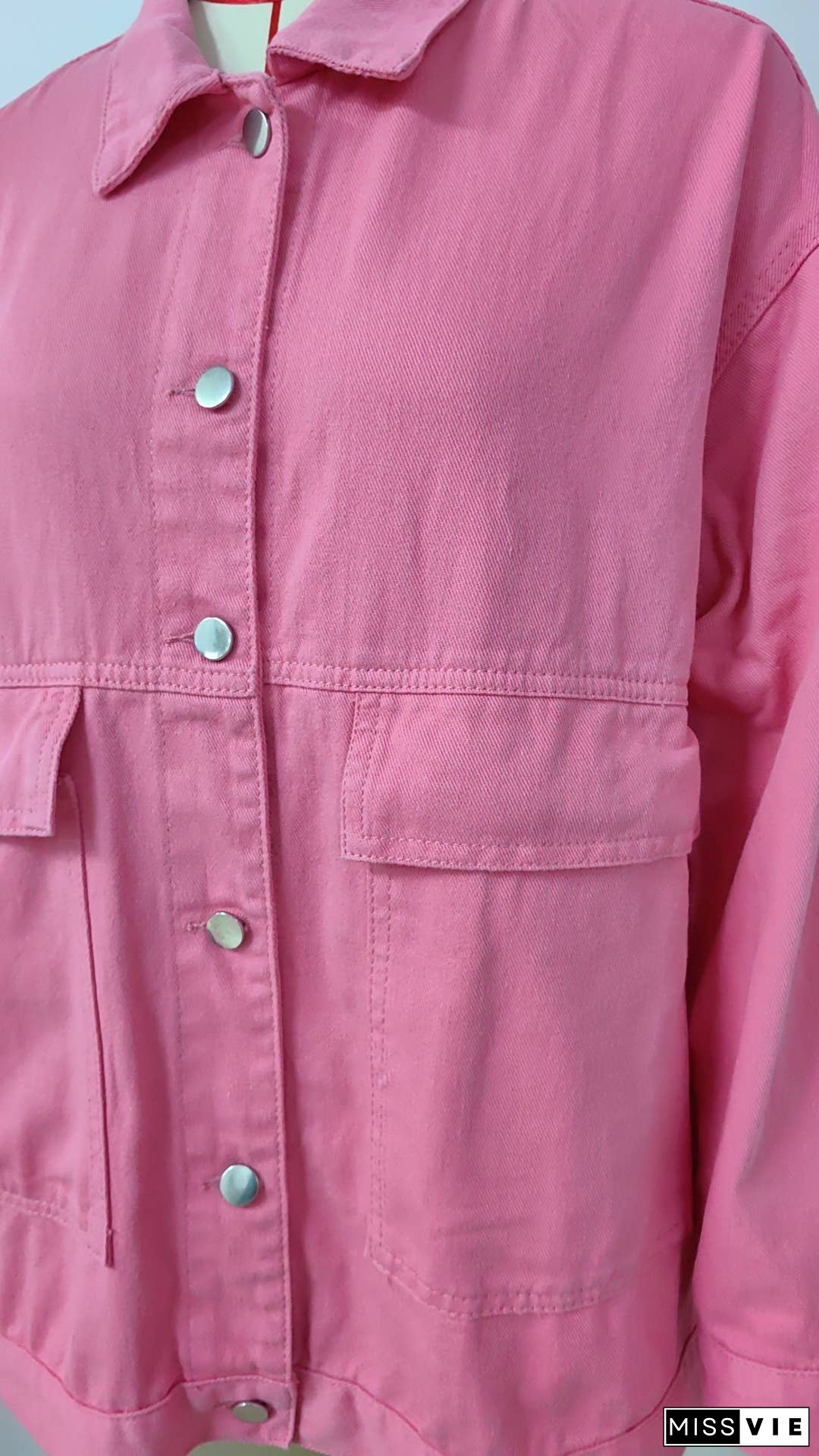 Plain Washed Denim Big Pockets Oversize Jacket MN22