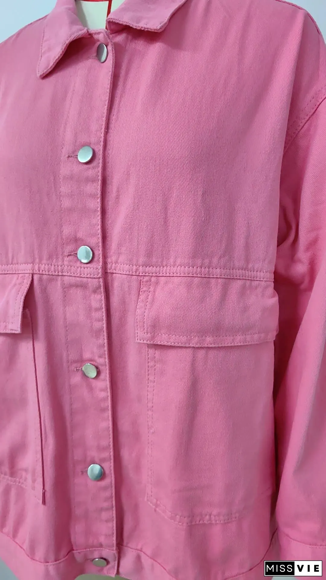 Plain Washed Denim Big Pockets Oversize Jacket MN22
