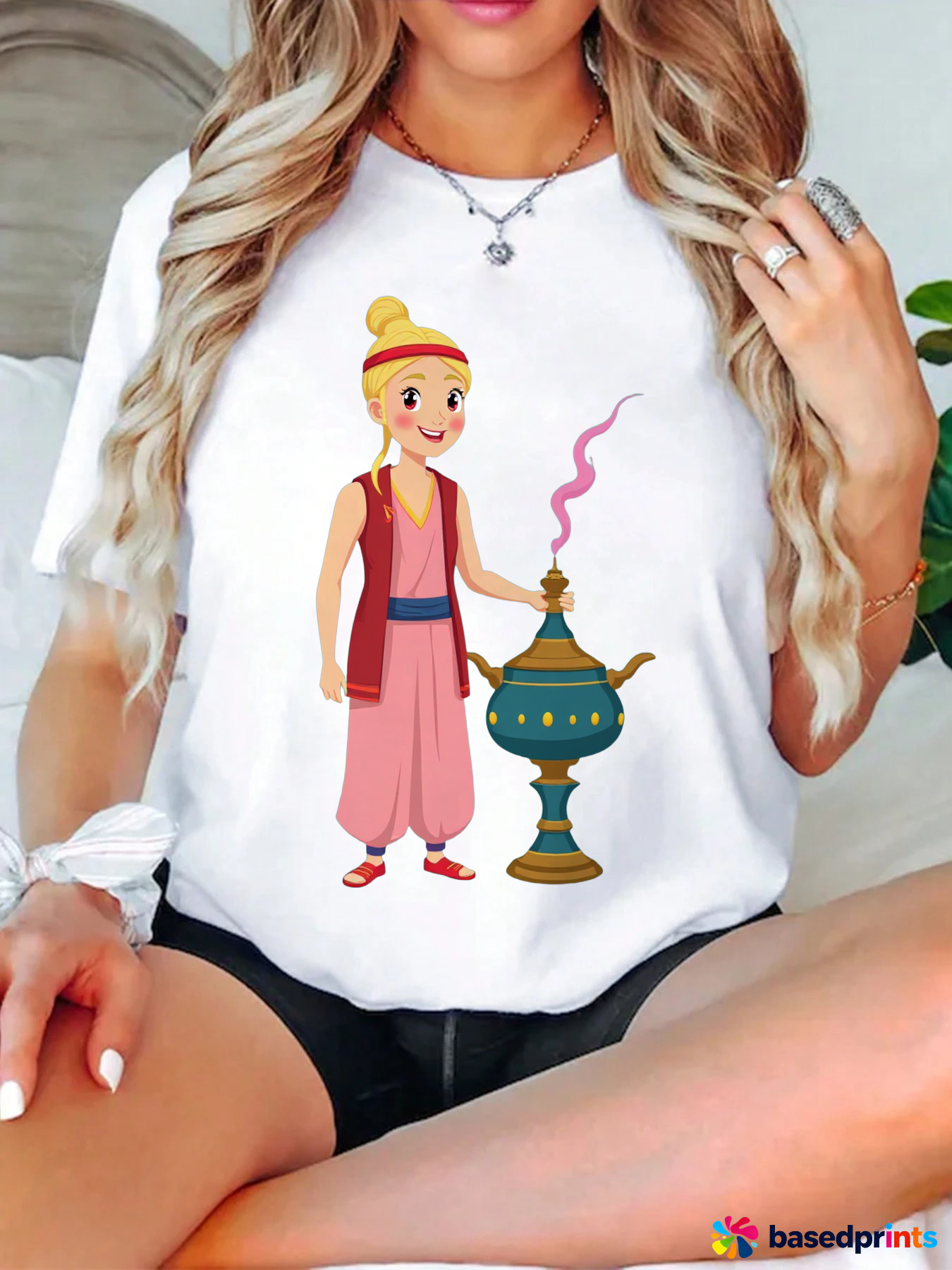 Aladdin Lamp T-Shirt Women's Cotton Casual Short Sleeve Tee