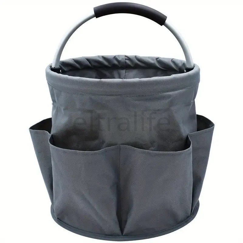 Garden Tool Storage Basket, Foldable Space‑Saving Organizer, Waterproof 600D Oxford Cloth Tool Tote with 6 Side Pockets for Gardening and Home Cleaning Supplies eltralife