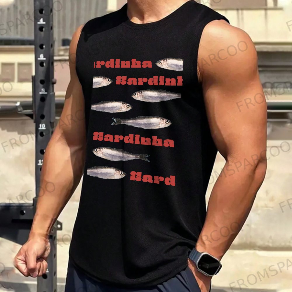 Unisex Casual Sardines Art Print Gym Tank Top