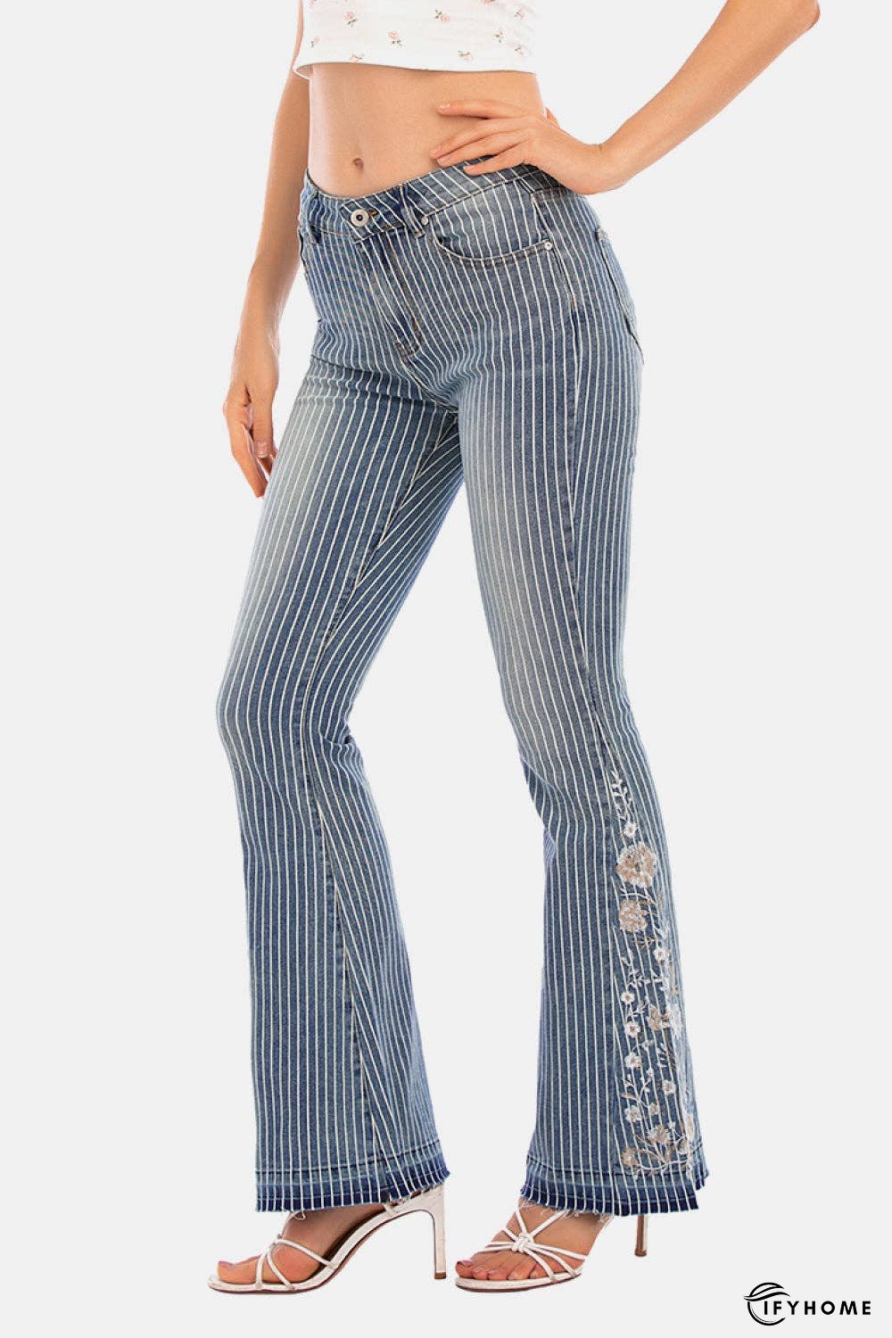 Full Size Flower Embroidery Wide Leg Jeans | IFYHOME