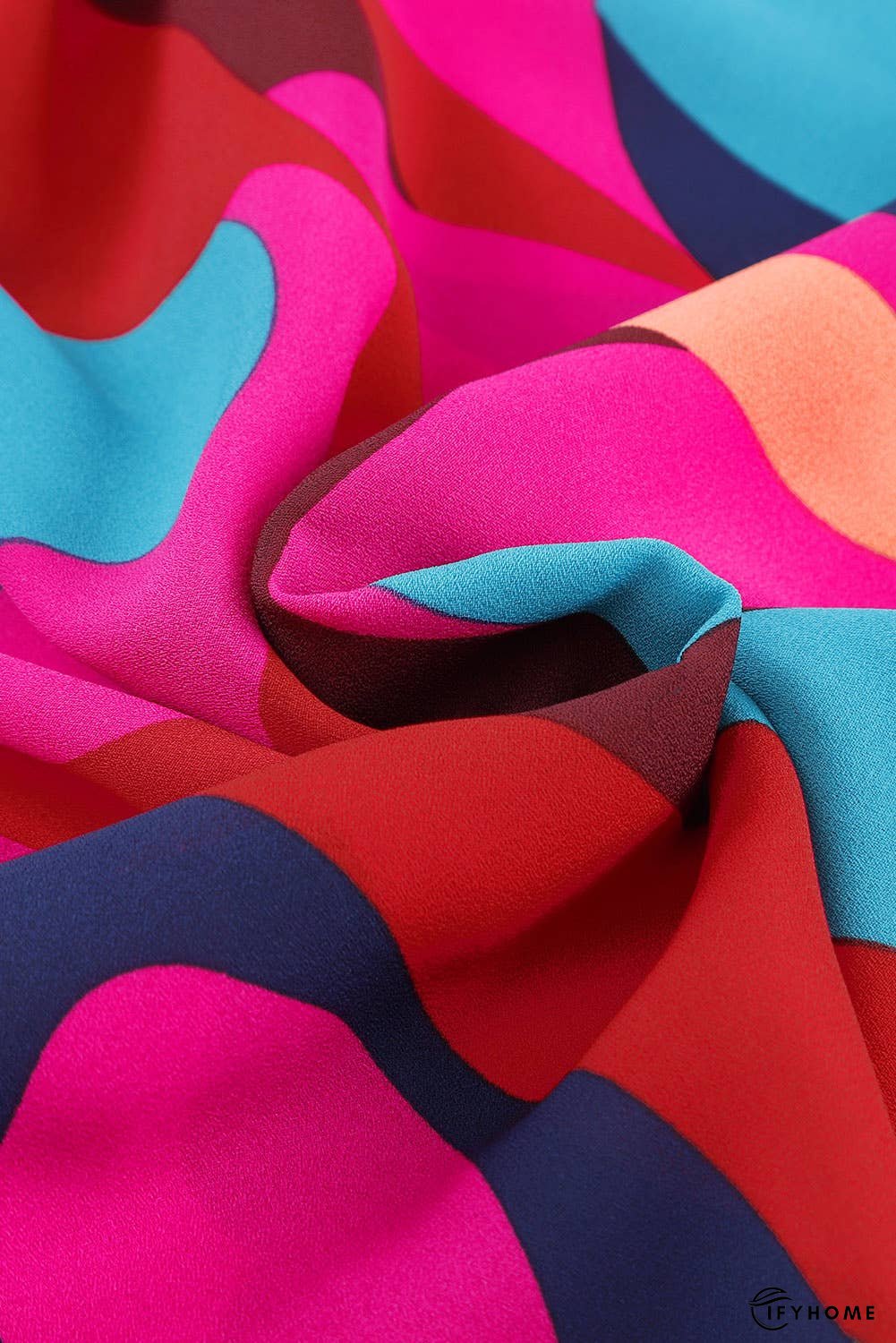 Abstract Printed Belted Puff Sleeve Mini Dress | IFYHOME