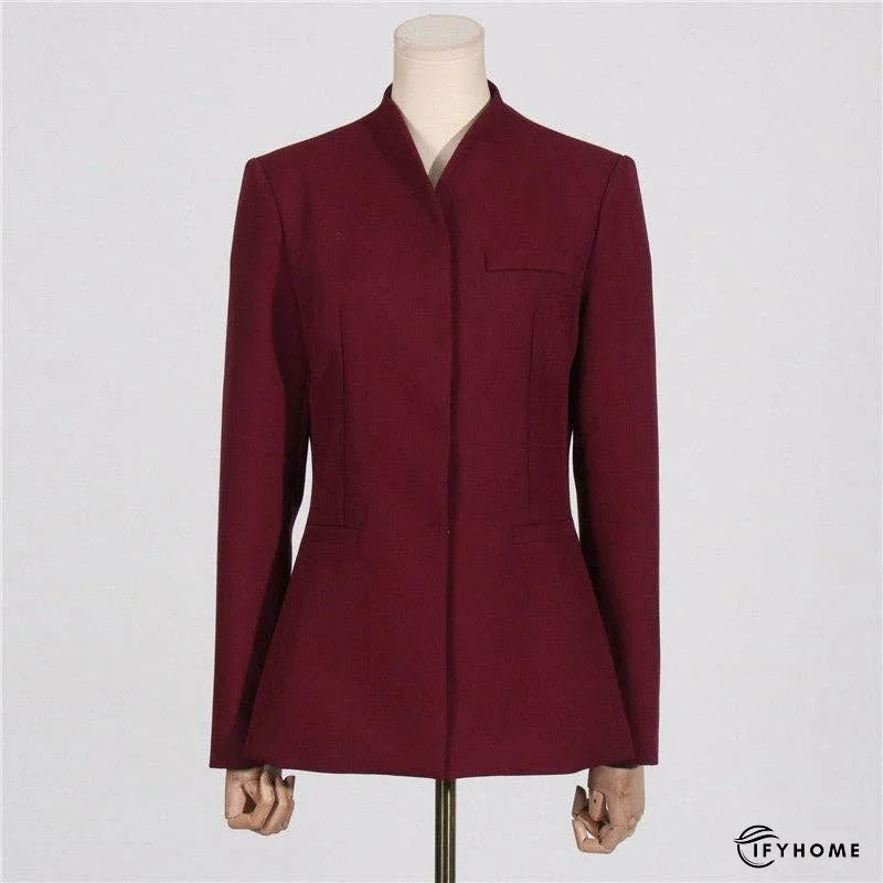 Collar Pocket Patchwork Suit Trousers Suit | IFYHOME