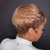 Glueless Gold Short Straight Bob Pixe Cut Hair