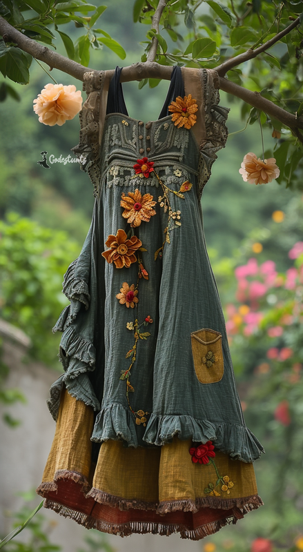 Summer colorful vintage patchwork contrast dress 3014