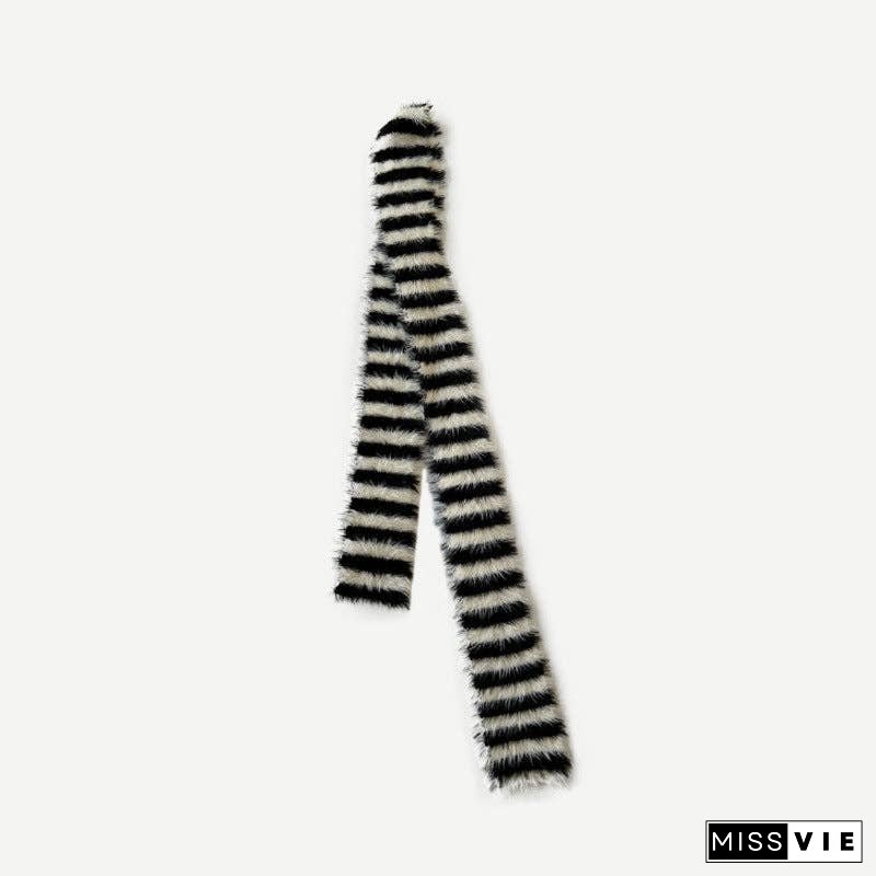 Ladies Soft Faux Mink Feel Stripe Scarf YW039