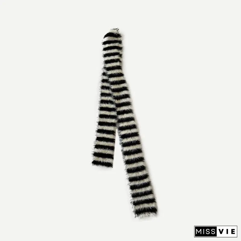 Ladies Soft Faux Mink Feel Stripe Scarf YW039