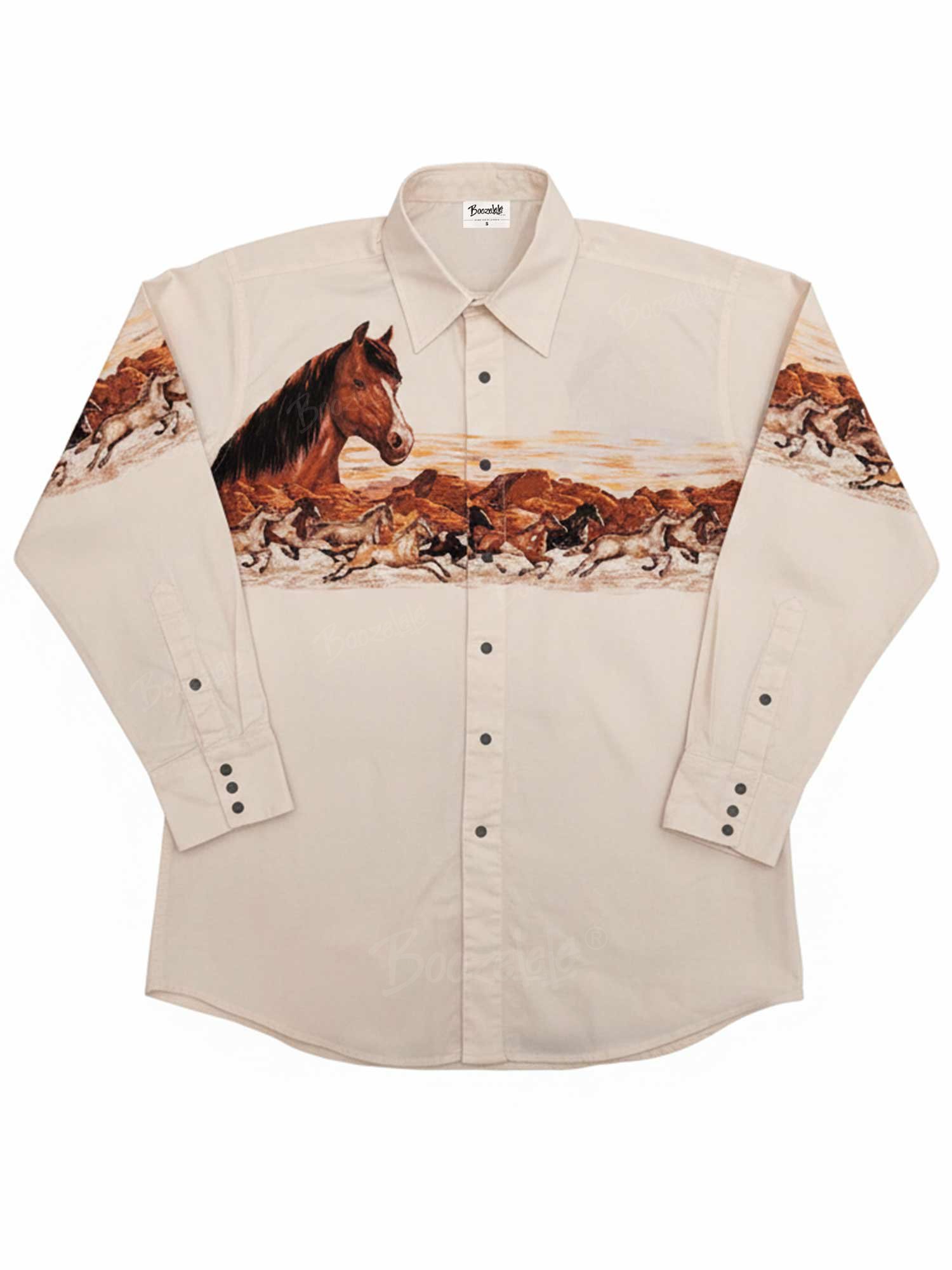 The Pattern Of Galloping Horses - 100% Cotton Long Sleeves Shirt
