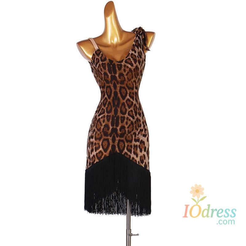 IO Dress 2025 Latin Dance Dresses Standard Competition Performance Costume Leopard Print Sleeveless Backless Sling Prom Party Costume