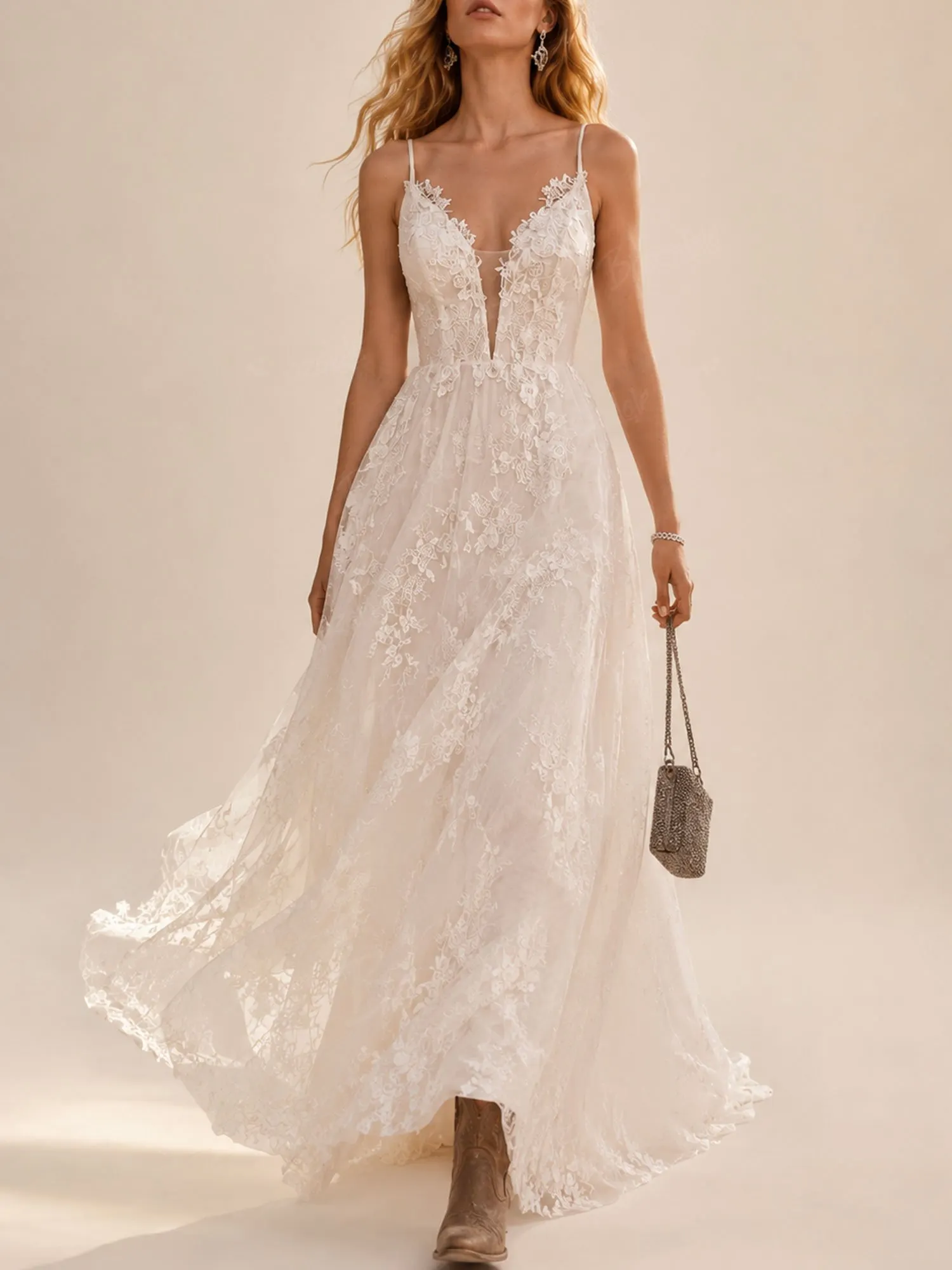 Perfect for Romantic Dates &mdash; 2026 Sophisticated Cream French Vintage Lace Maxi Dress