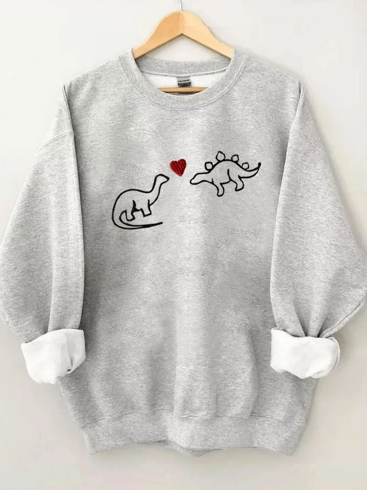 Eagerlys Dinosaurs in Love Embroidered sweatshirt Eagerlys