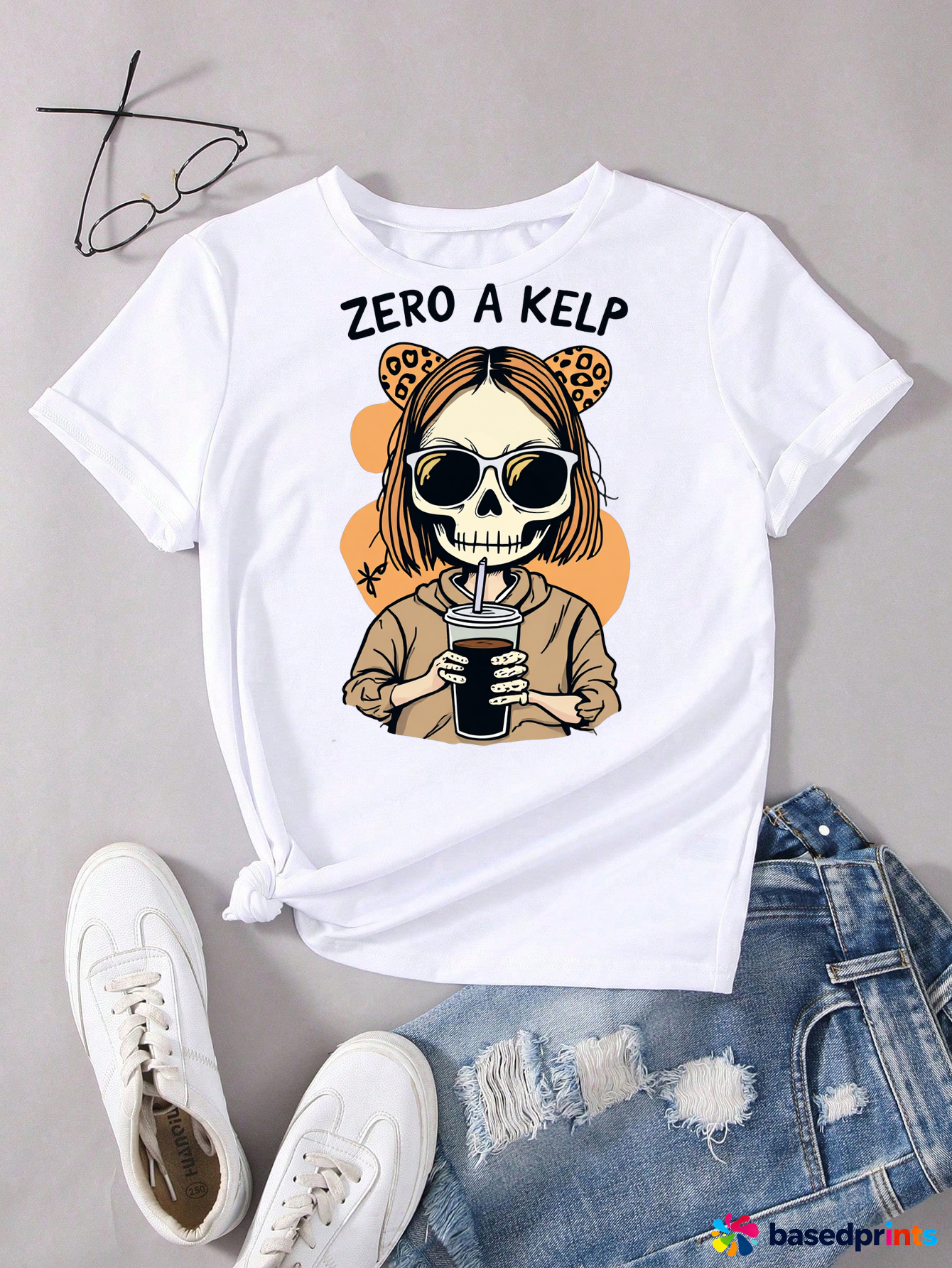 White Skull Graphic Tee Shirt