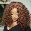 Glueless Brown Brazilian Water Wave Curly Wig