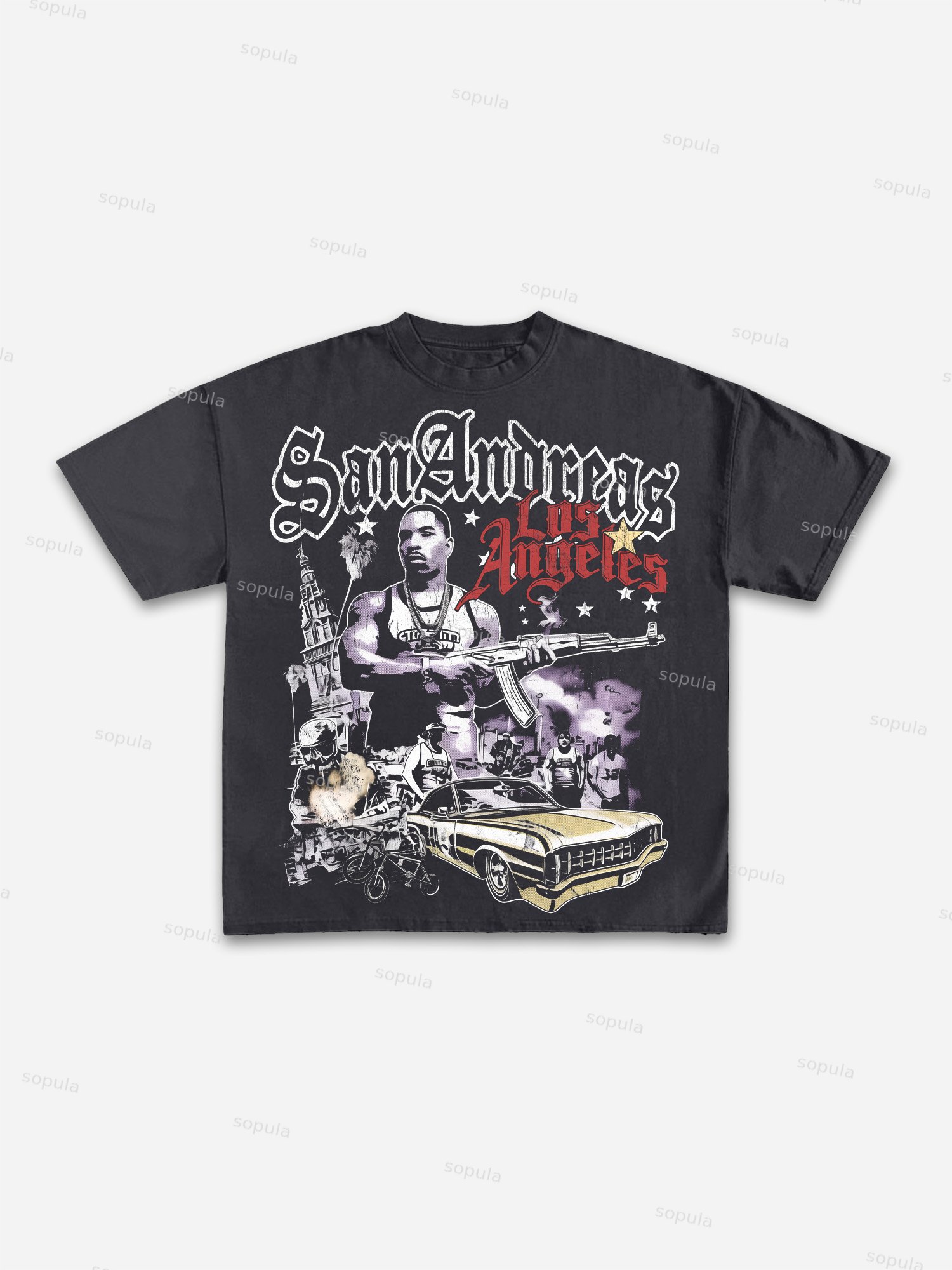 Vintage Gta Graphic Print Cotton T-shirt