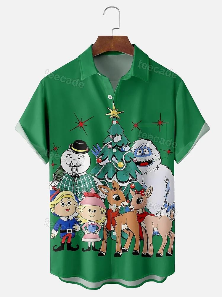 Teecade Teecade Christmas Red Nose Elk Art Print Shirt