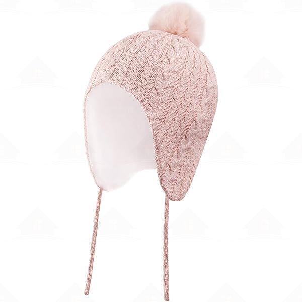 Home Prefer Baby Toddler Winter Beanie Hat Cotton Twist Knit Girls Earflaps Hat