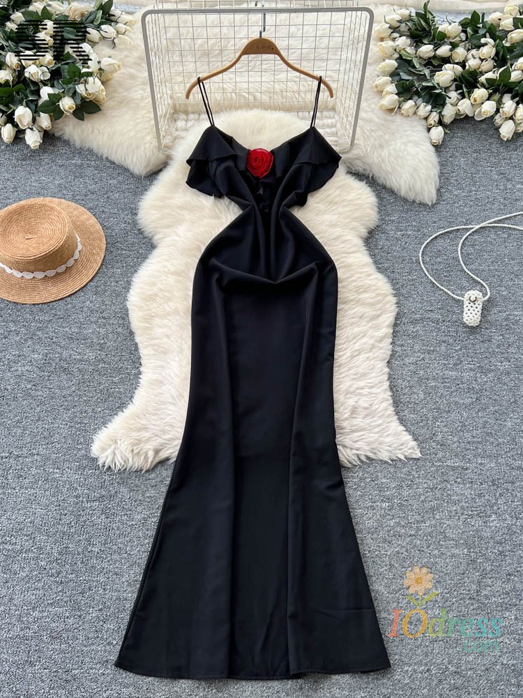 IO Dress SINGREINY Sexy Polka Dot Long Dress Female Sleeveless Strapless 3D Floral Design Dress Summer Slim Vacation Backless Women Dress