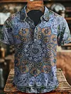 Vintage Ethic Art Print Causal Short SLeeve Polo Shirt