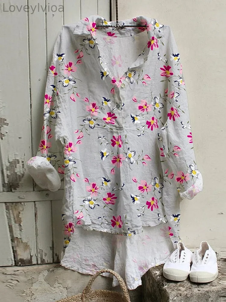 Women's Flower Art  Print Casual  Shirt