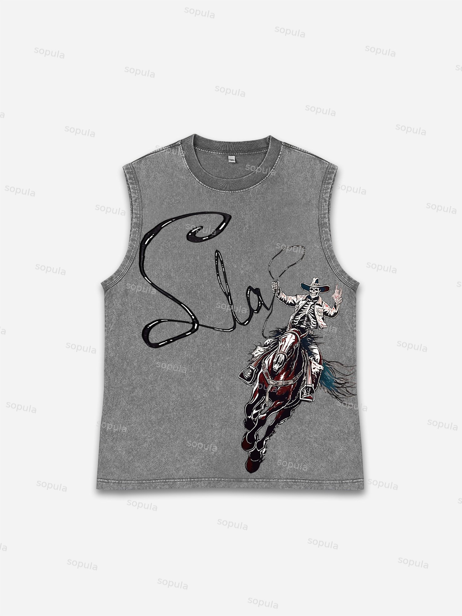 Skeleton Cowboy Wash Tank Top