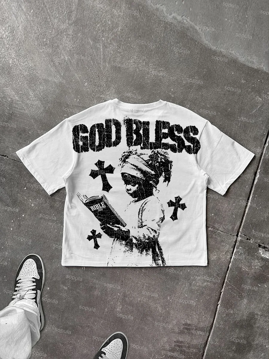 God Bless Children's Prayer Graphic Cotton T-shirt