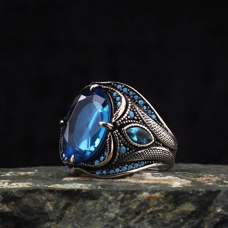 🎁Intricate Pattern Sapphire Ring