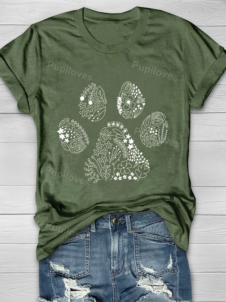 Pupiloves Pupiloves Dog Paw Print T-shirt