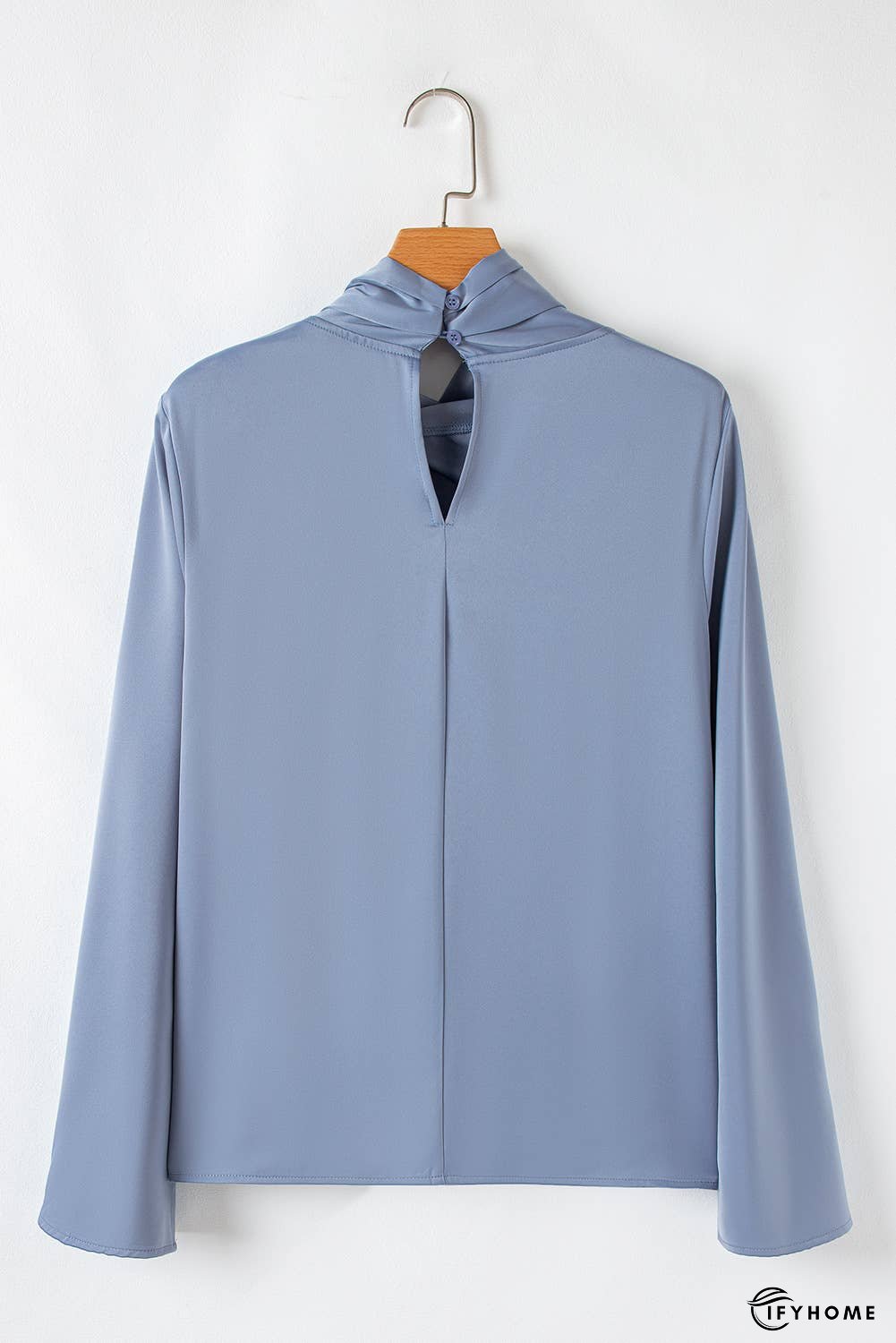 Asymmetric Pleated Turtleneck Bell Sleeve Blouse | IFYHOME