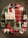 Vintage Plaid Print Christmas Casual Long-Sleeve Shirt