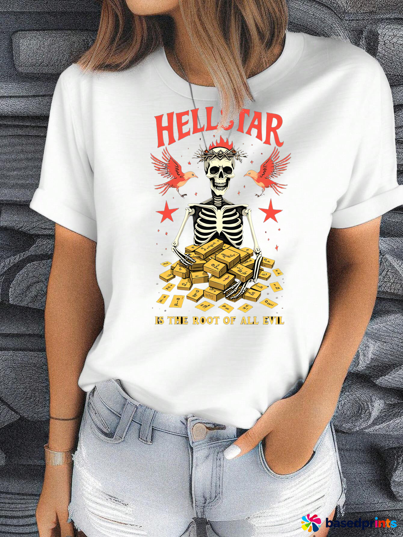Hellsar Skeleton Gold Money T-Shirt