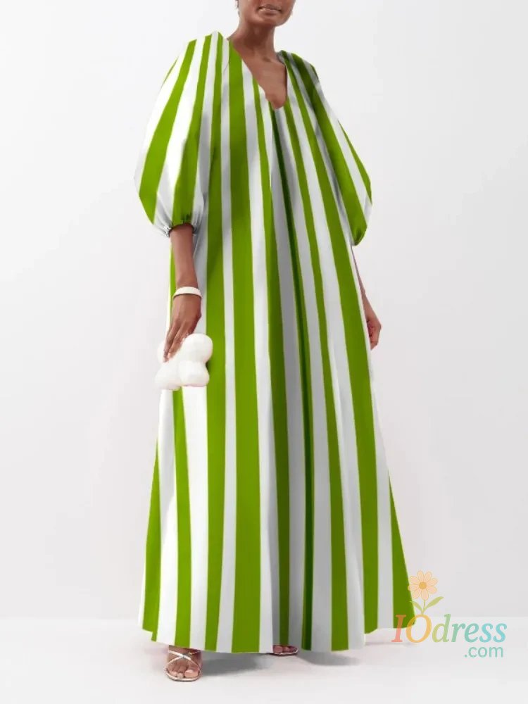 IO Dress UOOZEE Female Stylish Striped Printed Party Evening Dresses 2025 New Spring Autumn Puff Sleeves Casual Going Out Urban Dress IO Dress