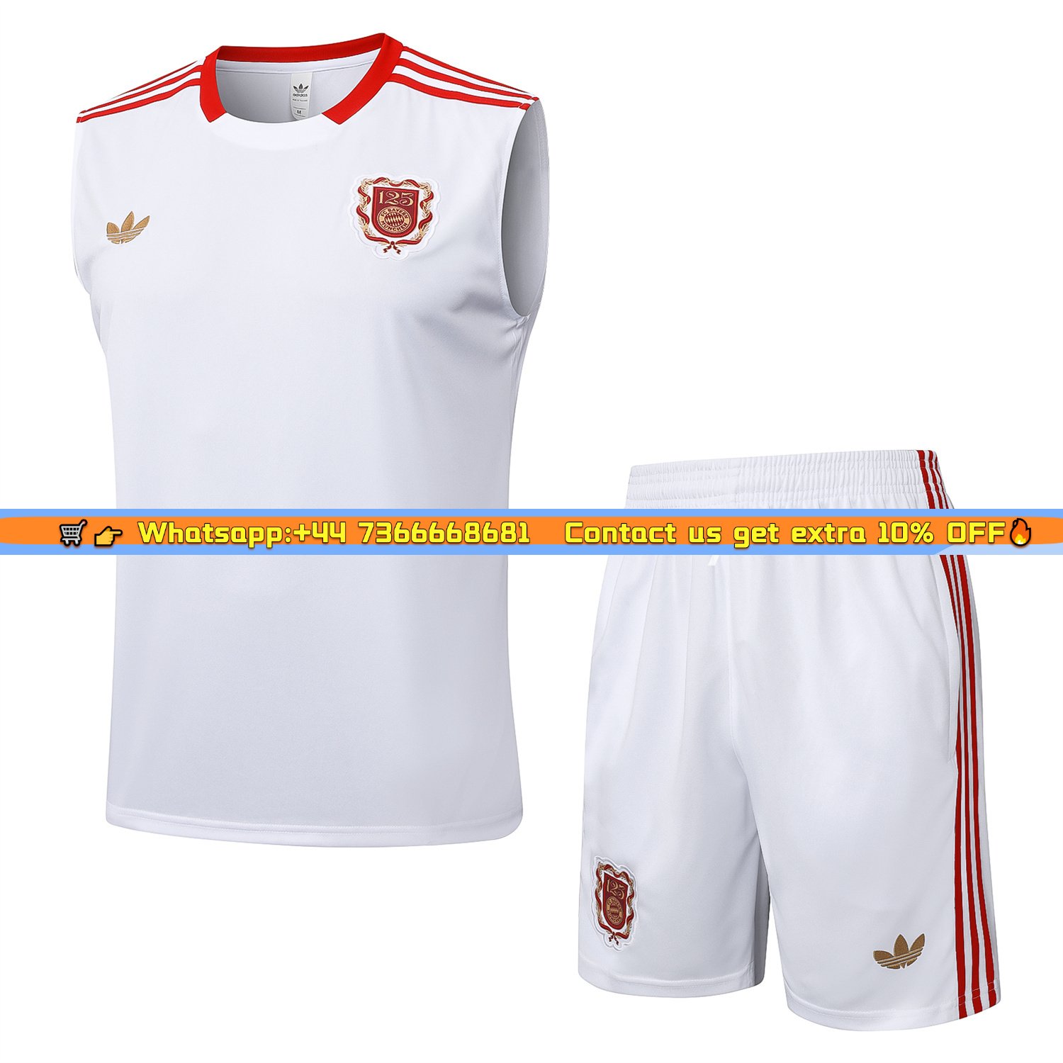 Bayern Munich 2025 125th Anniversary Vest Training Set - White Top and Shorts