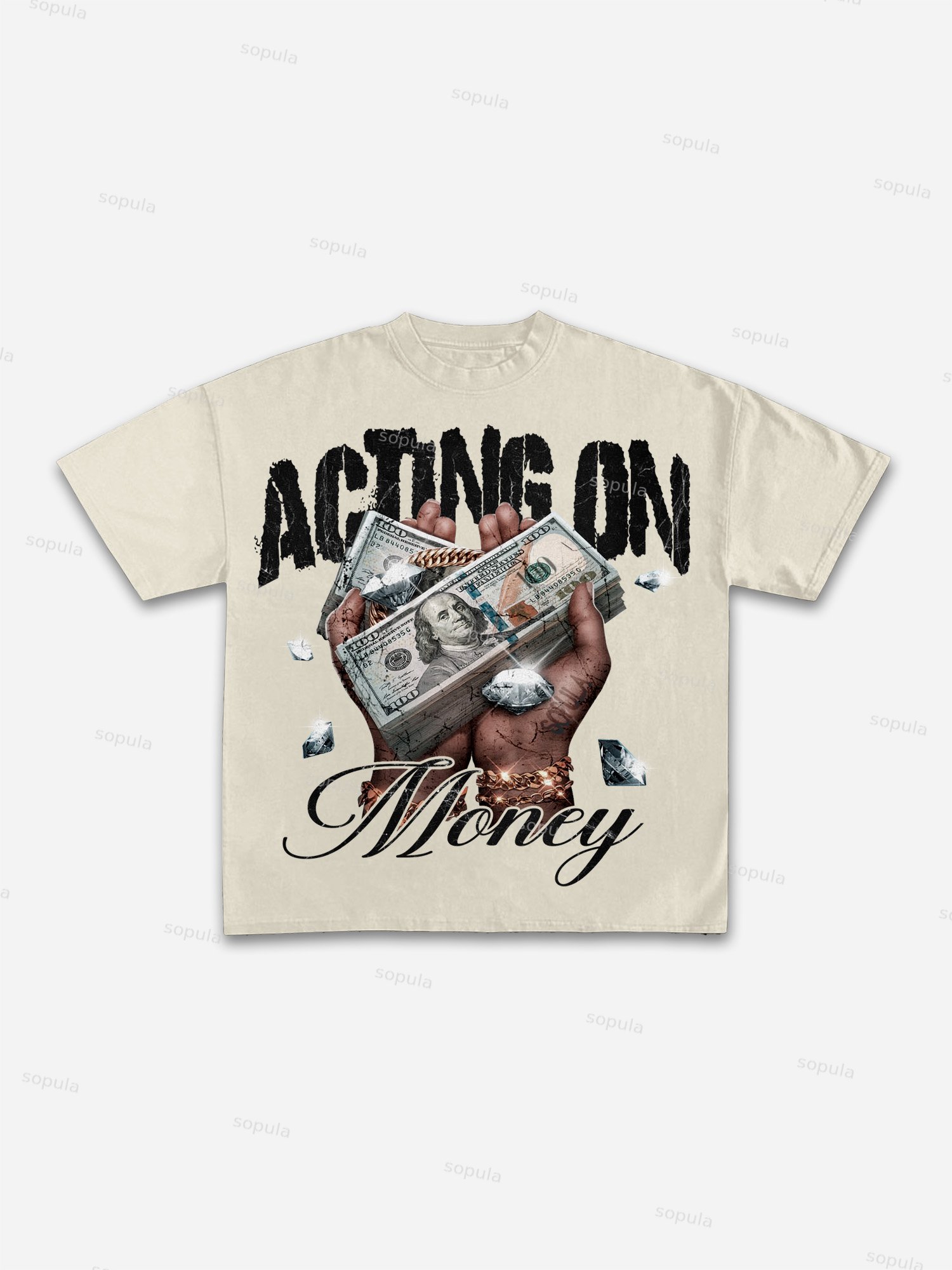 In God We Trust, In Cash We Move Vintage Graphic Cotton T-shirt