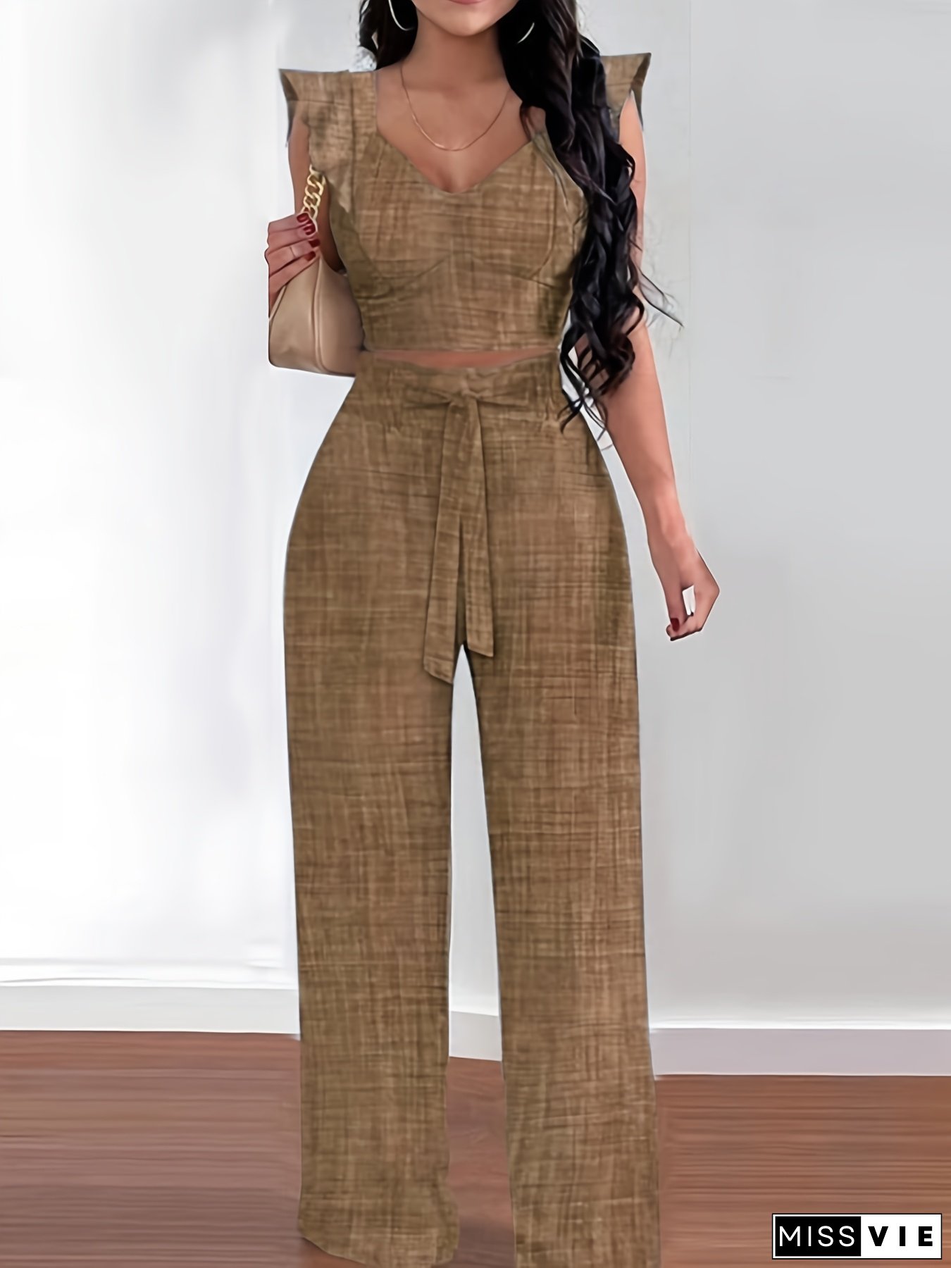 Women's Summer Casual Solid Color Short Sleeve Shirt and Pants Two Piece Set