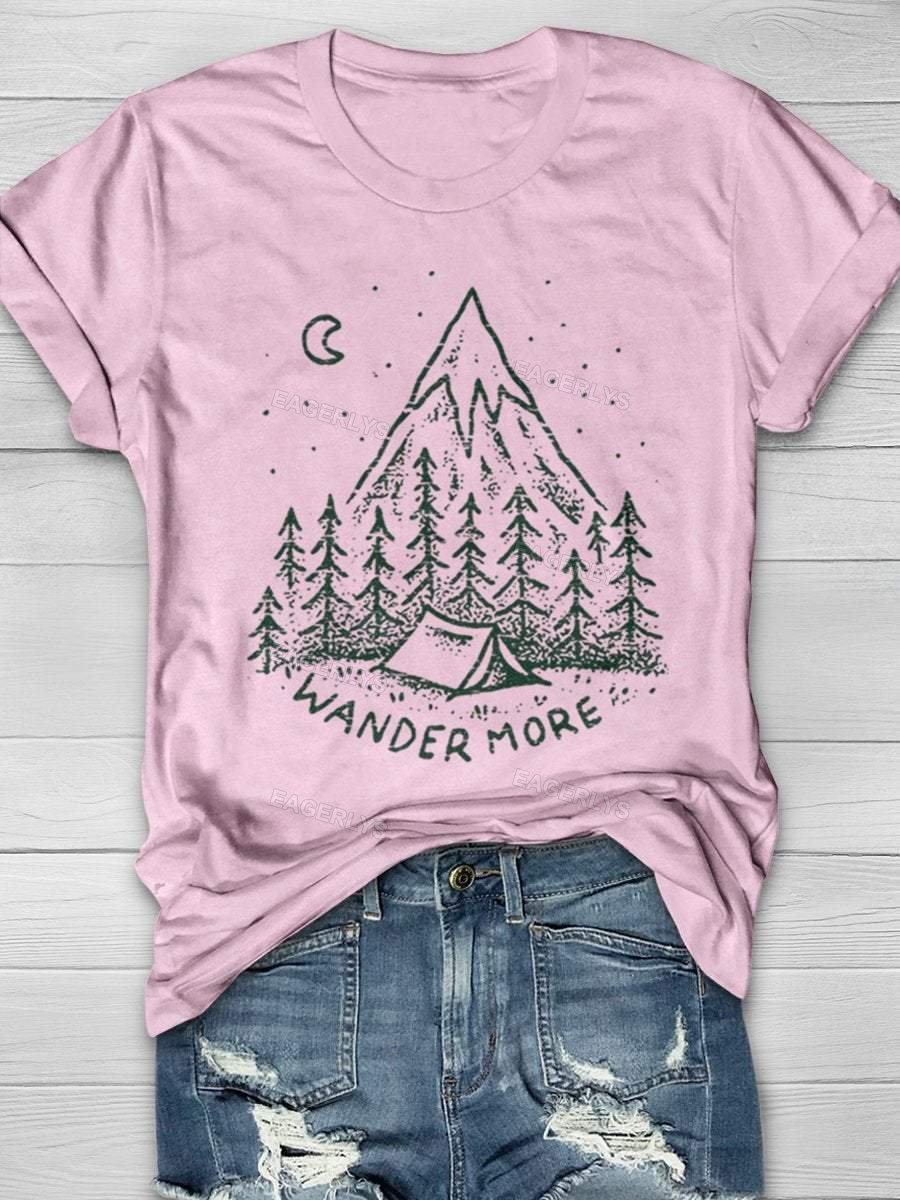 Eagerlys Wander More Camper Print Short Sleeve T-shirt Eagerlys