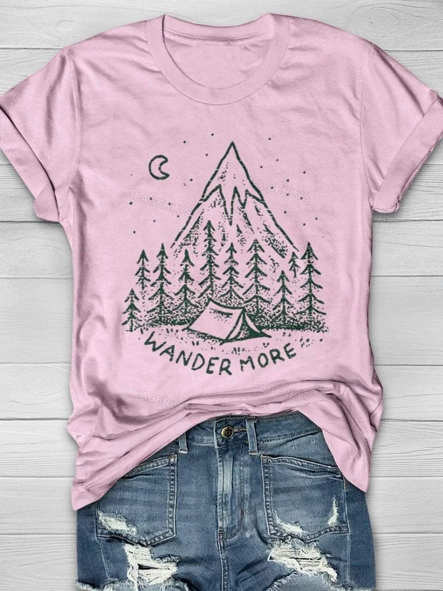 Eagerlys Wander More Camper Print Short Sleeve T-shirt Eagerlys