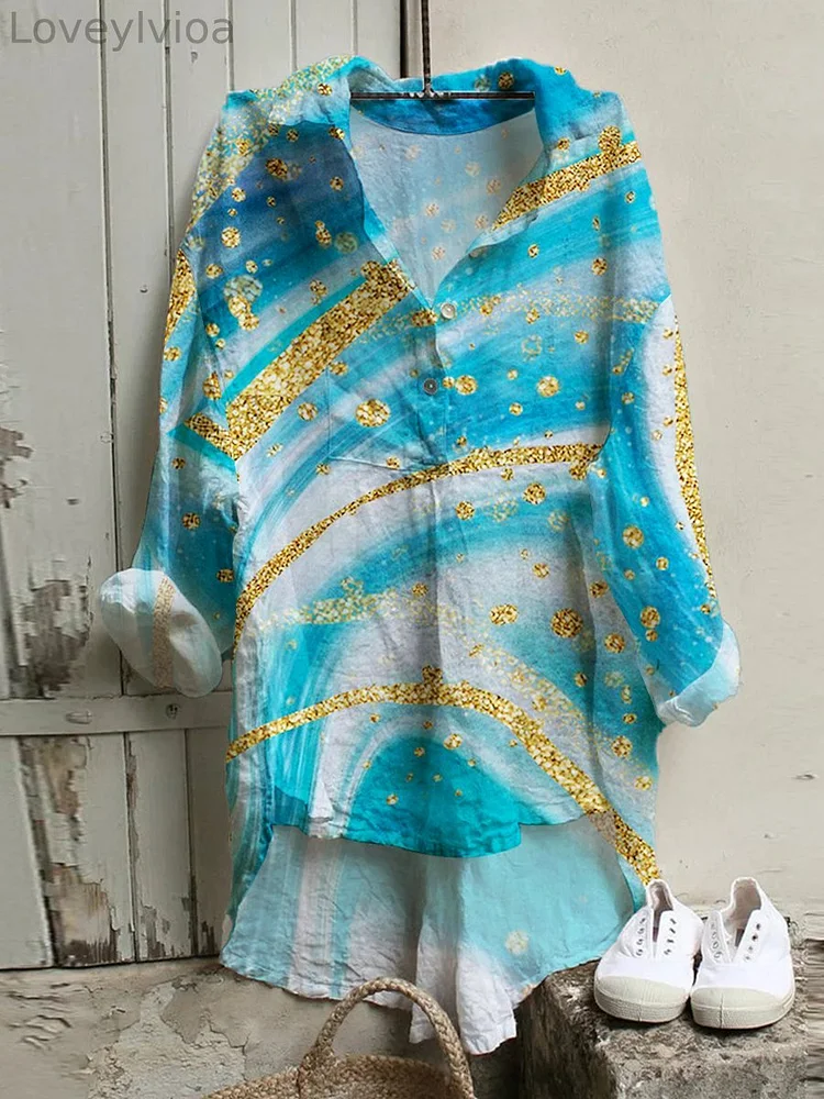 Women's Marble Art  Print Casual  Shirt