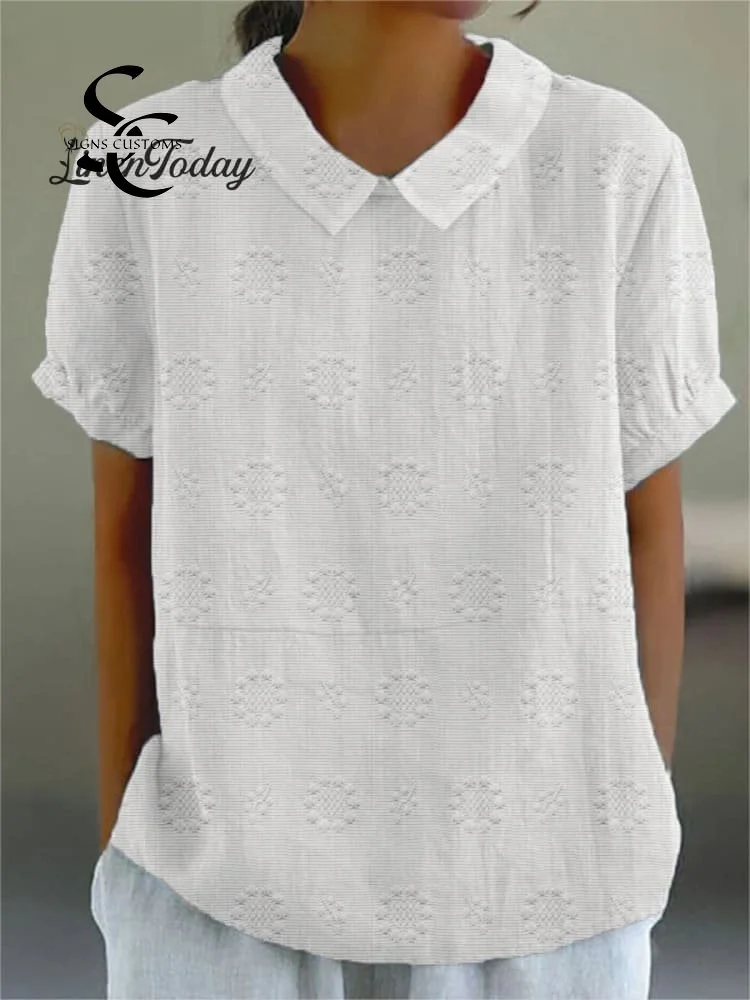 Women's Casual Cotton And Linen Shirt